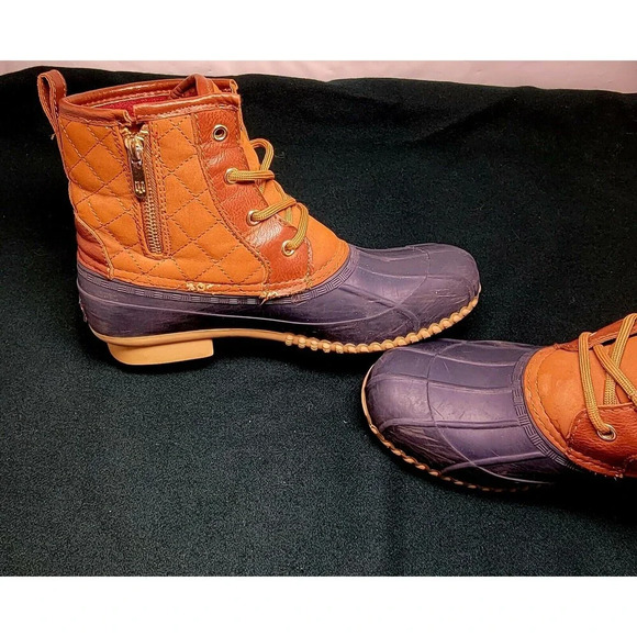 Tommy Hilfiger Rain Snow Duck Boots Size Blue Tan Women's 8M - Picture 6 of 10